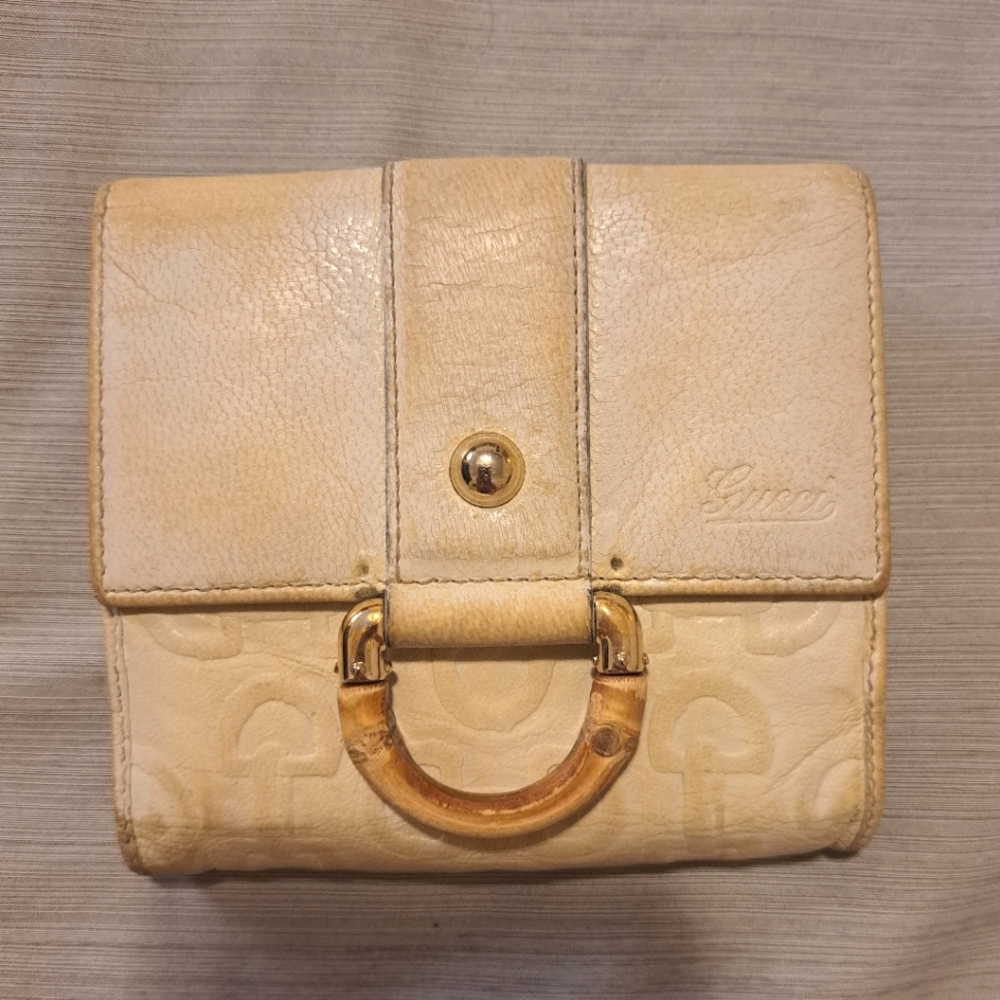 Gucci ivory white bamboo D-ring bifold wallet - Picture 2 of 14